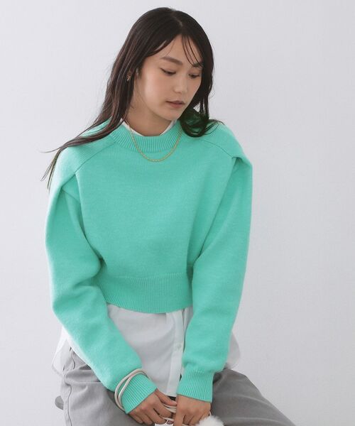 OPAQUE.CLIP / オペーク ドット クリップ ニット・セーター | ショルダータックショートニット【洗濯機OK】 | 詳細9