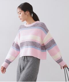OPAQUE.CLIP / オペーク ドット クリップ ニット・セーター | カラーボーダーミドルゲージニット