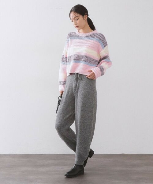 OPAQUE.CLIP / オペーク ドット クリップ ニット・セーター | カラーボーダーミドルゲージニット | 詳細10