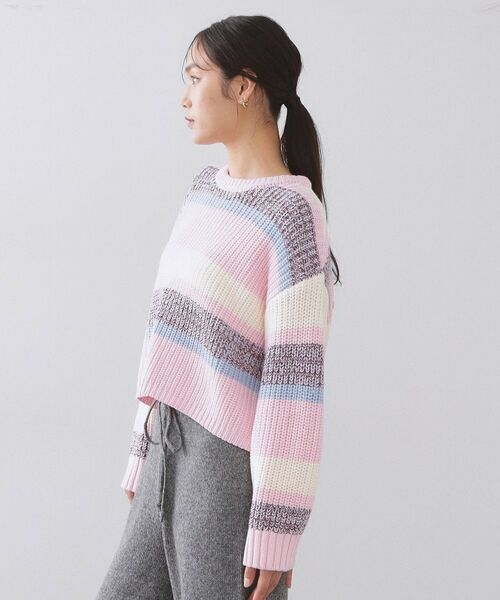 OPAQUE.CLIP / オペーク ドット クリップ ニット・セーター | カラーボーダーミドルゲージニット | 詳細14