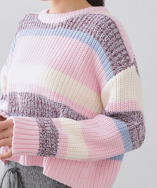 OPAQUE.CLIP / オペーク ドット クリップ ニット・セーター | カラーボーダーミドルゲージニット | 詳細17