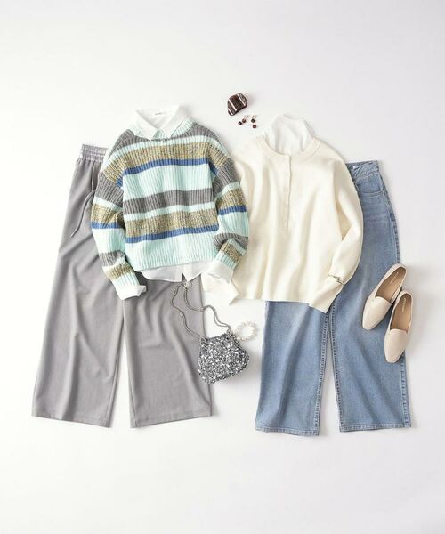 OPAQUE.CLIP / オペーク ドット クリップ ニット・セーター | カラーボーダーミドルゲージニット | 詳細19