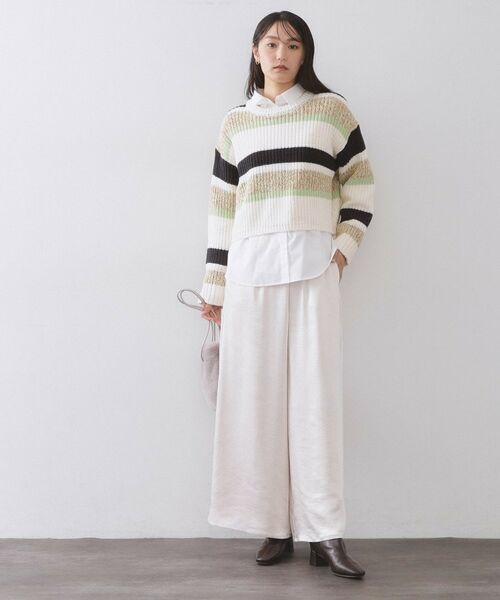 OPAQUE.CLIP / オペーク ドット クリップ ニット・セーター | カラーボーダーミドルゲージニット | 詳細6