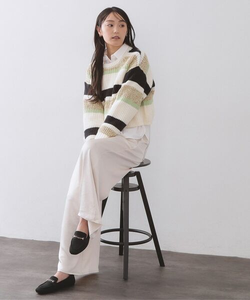 OPAQUE.CLIP / オペーク ドット クリップ ニット・セーター | カラーボーダーミドルゲージニット | 詳細7