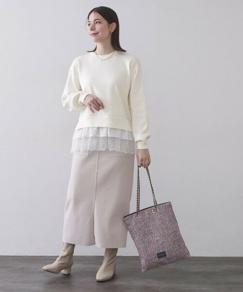 OPAQUE.CLIP / オペーク ドット クリップ ニット・セーター | 裾レースドッキングニット | 詳細2