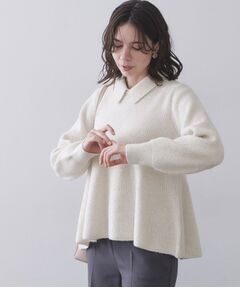 OPAQUE.CLIP / オペーク ドット クリップ ニット・セーター | スパンコールラメ衿2WAYペプラムニット【洗濯機OK】