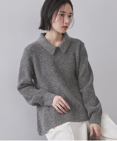OPAQUE.CLIP / オペーク ドット クリップ ニット・セーター | スパンコールラメ衿2WAYペプラムニット【洗濯機OK】