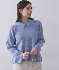 OPAQUE.CLIP / オペーク ドット クリップ ニット・セーター | スパンコールラメ衿2WAYペプラムニット【洗濯機OK】