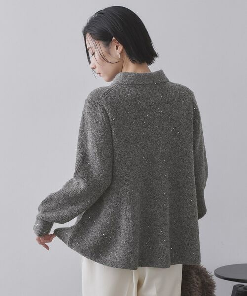 OPAQUE.CLIP / オペーク ドット クリップ ニット・セーター | スパンコールラメ衿2WAYペプラムニット【洗濯機OK】 | 詳細15