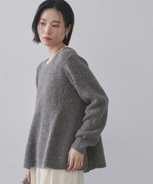OPAQUE.CLIP / オペーク ドット クリップ ニット・セーター | スパンコールラメ衿2WAYペプラムニット【洗濯機OK】 | 詳細16