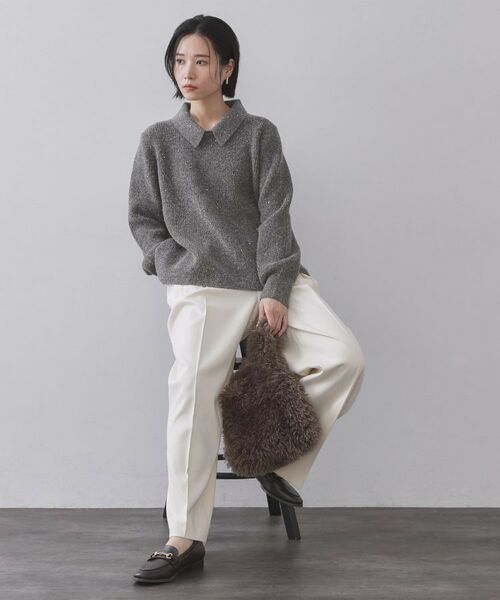 OPAQUE.CLIP / オペーク ドット クリップ ニット・セーター | スパンコールラメ衿2WAYペプラムニット【洗濯機OK】 | 詳細18