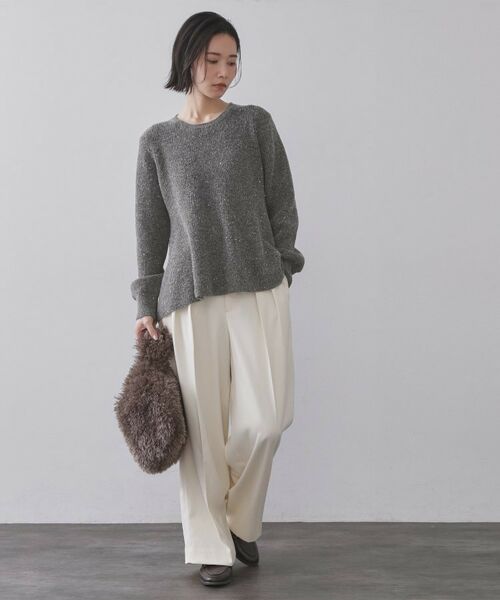 OPAQUE.CLIP / オペーク ドット クリップ ニット・セーター | スパンコールラメ衿2WAYペプラムニット【洗濯機OK】 | 詳細20