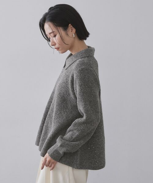 OPAQUE.CLIP / オペーク ドット クリップ ニット・セーター | スパンコールラメ衿2WAYペプラムニット【洗濯機OK】 | 詳細23