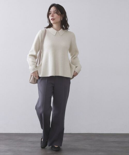 OPAQUE.CLIP / オペーク ドット クリップ ニット・セーター | スパンコールラメ衿2WAYペプラムニット【洗濯機OK】 | 詳細4