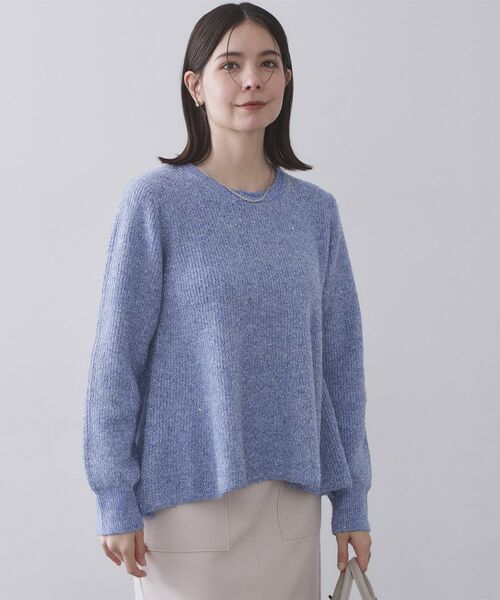 OPAQUE.CLIP / オペーク ドット クリップ ニット・セーター | スパンコールラメ衿2WAYペプラムニット【洗濯機OK】 | 詳細9