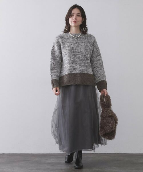 OPAQUE.CLIP / オペーク ドット クリップ ニット・セーター | カラーMIXミドルゲージニット【洗濯機OK】 | 詳細2