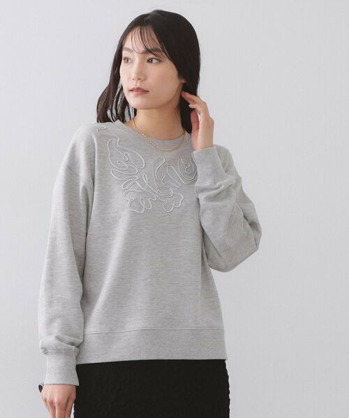 OPAQUE.CLIP / オペーク ドット クリップ スウェット | コード刺繍裏毛プルオーバー【洗濯機OK】（グレー(012)）