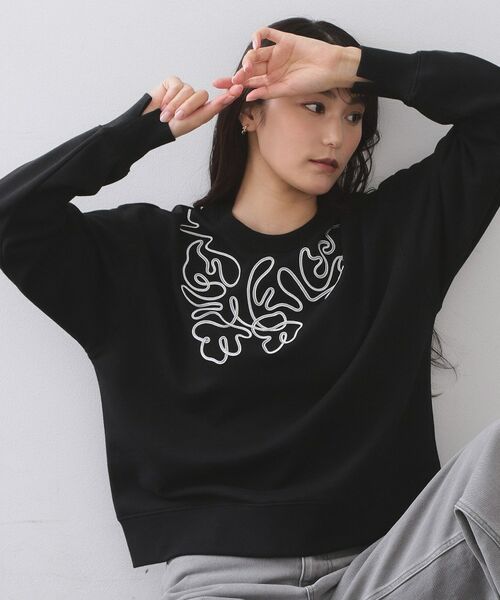 OPAQUE.CLIP / オペーク ドット クリップ スウェット | コード刺繍裏毛プルオーバー【洗濯機OK】（ブラック(019)）
