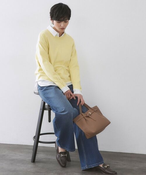 OPAQUE.CLIP / オペーク ドット クリップ ニット・セーター | 金ボタン使いリラクシーニット【洗濯機OK】 | 詳細3