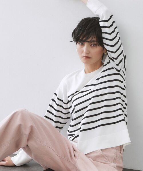 OPAQUE.CLIP / オペーク ドット クリップ ニット・セーター | 金ボタン使いリラクシーニット【洗濯機OK】(ホワイト(301))