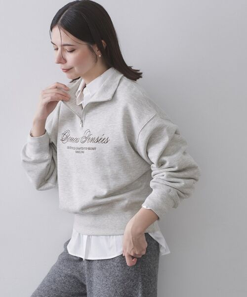 OPAQUE.CLIP / オペーク ドット クリップ スウェット | ハーフZIPロゴ刺繍裏毛【洗濯機OK】 | 詳細1