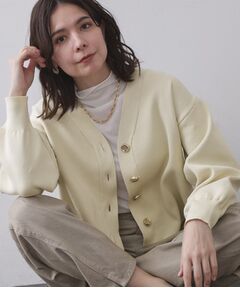 OPAQUE.CLIP / オペーク ドット クリップ カーディガン・ボレロ | ゴールドビックボタンVネックニットカーディガン【洗濯機OK】