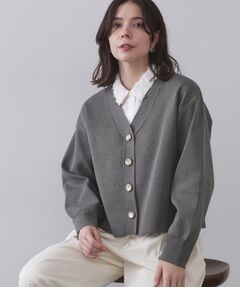 OPAQUE.CLIP / オペーク ドット クリップ カーディガン・ボレロ | ゴールドビックボタンVネックニットカーディガン【洗濯機OK】