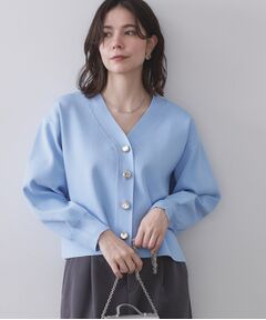 OPAQUE.CLIP / オペーク ドット クリップ カーディガン・ボレロ | ゴールドビックボタンVネックニットカーディガン【洗濯機OK】