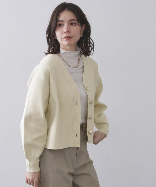 OPAQUE.CLIP / オペーク ドット クリップ カーディガン・ボレロ | ゴールドビックボタンVネックニットカーディガン【洗濯機OK】 | 詳細1