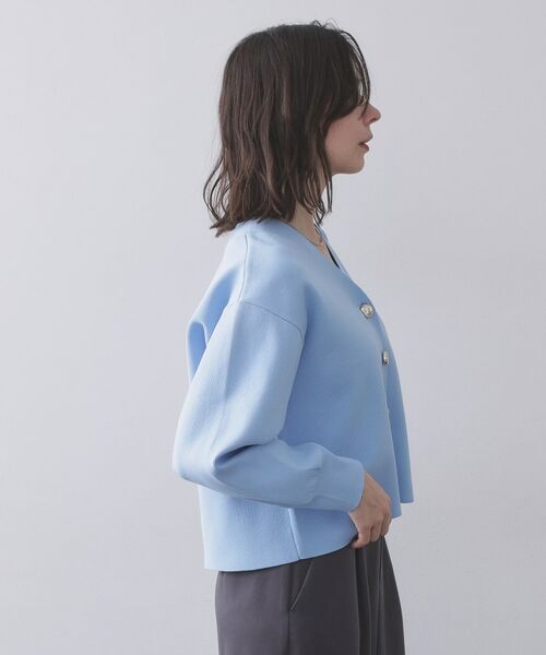 OPAQUE.CLIP / オペーク ドット クリップ カーディガン・ボレロ | ゴールドビックボタンVネックニットカーディガン【洗濯機OK】 | 詳細10