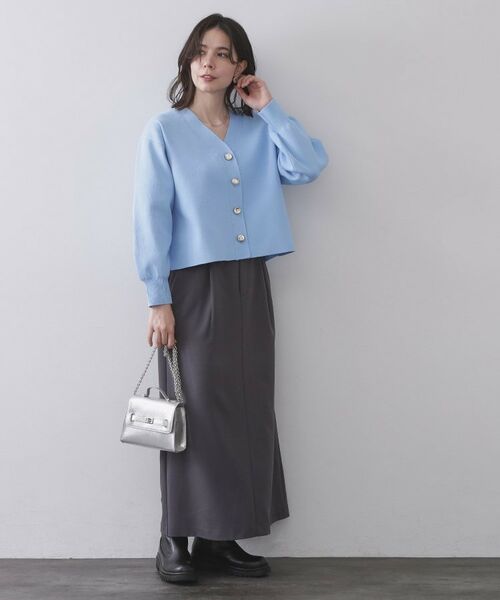 OPAQUE.CLIP / オペーク ドット クリップ カーディガン・ボレロ | ゴールドビックボタンVネックニットカーディガン【洗濯機OK】 | 詳細11