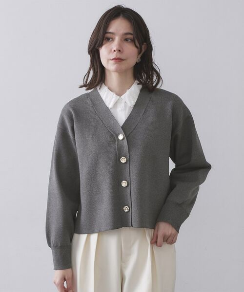 OPAQUE.CLIP / オペーク ドット クリップ カーディガン・ボレロ | ゴールドビックボタンVネックニットカーディガン【洗濯機OK】 | 詳細13