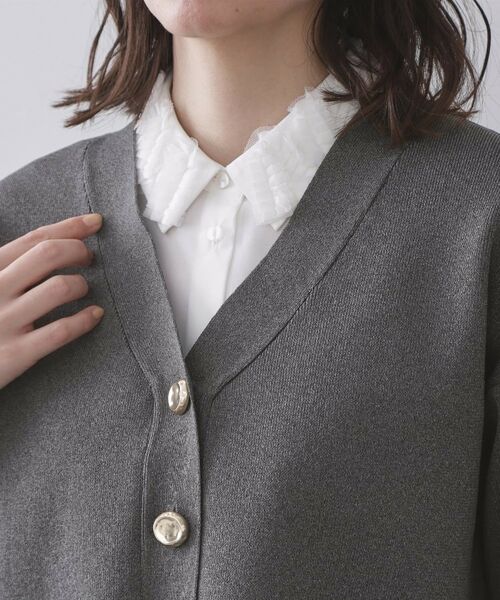 OPAQUE.CLIP / オペーク ドット クリップ カーディガン・ボレロ | ゴールドビックボタンVネックニットカーディガン【洗濯機OK】 | 詳細16