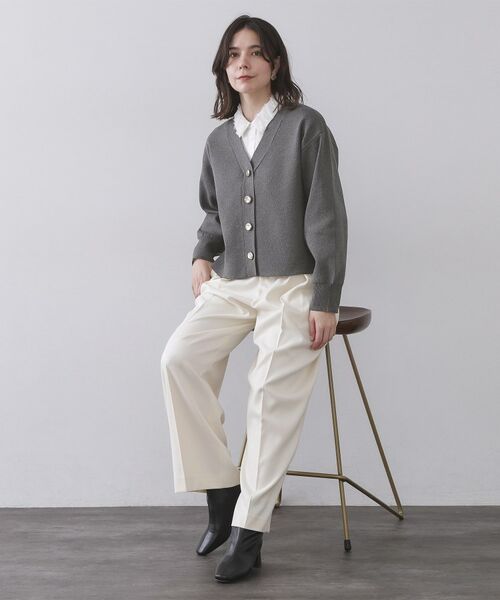 OPAQUE.CLIP / オペーク ドット クリップ カーディガン・ボレロ | ゴールドビックボタンVネックニットカーディガン【洗濯機OK】 | 詳細6