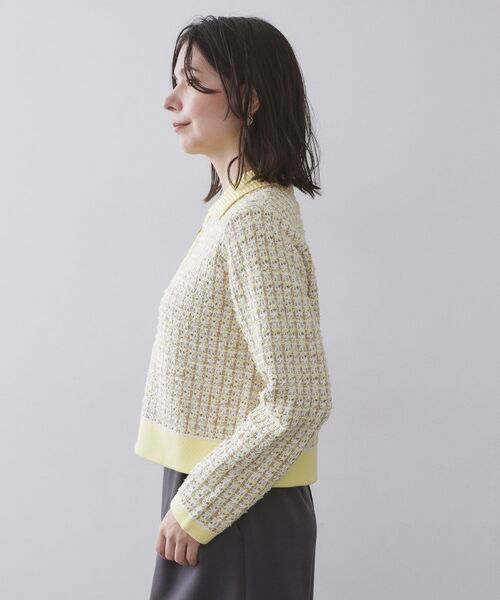 OPAQUE.CLIP / オペーク ドット クリップ カーディガン・ボレロ | ツイードライクZIPニットカーディガン | 詳細10