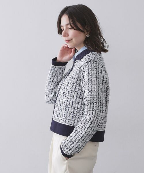 OPAQUE.CLIP / オペーク ドット クリップ カーディガン・ボレロ | ツイードライクZIPニットカーディガン | 詳細5