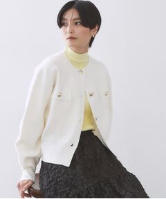 OPAQUE.CLIP / オペーク ドット クリップ カーディガン・ボレロ | フラップポケット金ボタンニットカーディガン【洗濯機OK】