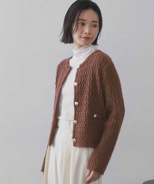 OPAQUE.CLIP / オペーク ドット クリップ カーディガン・ボレロ | モヘヤタッチケーブル金ボタンカーディガン【洗濯機OK】 | 詳細13