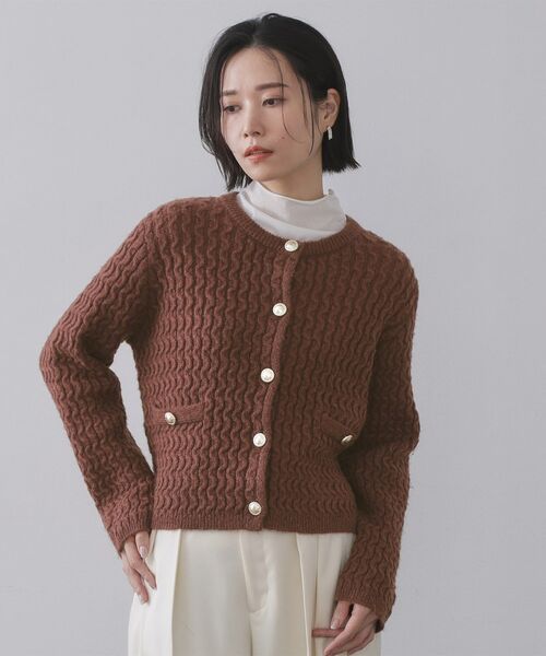 OPAQUE.CLIP / オペーク ドット クリップ カーディガン・ボレロ | モヘヤタッチケーブル金ボタンカーディガン【洗濯機OK】 | 詳細17