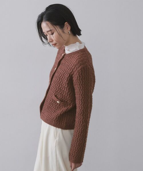 OPAQUE.CLIP / オペーク ドット クリップ カーディガン・ボレロ | モヘヤタッチケーブル金ボタンカーディガン【洗濯機OK】 | 詳細18