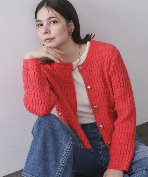 OPAQUE.CLIP / オペーク ドット クリップ カーディガン・ボレロ | モヘヤタッチケーブル金ボタンカーディガン【洗濯機OK】 | 詳細28