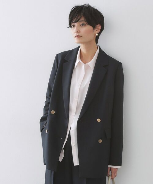 OPAQUE.CLIP / オペーク ドット クリップ テーラードジャケット | 金ボタンダブルブレストテーラードジャケット／セットアップ対応【洗える】（ネイビー(094)）