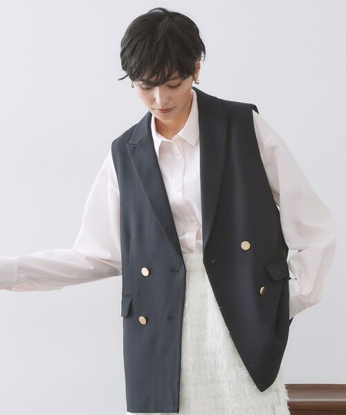 OPAQUE.CLIP / オペーク ドット クリップ ベスト | 金ボタンダブルブレストテーラードジレ/セットアップ対応【洗える】 | 詳細5
