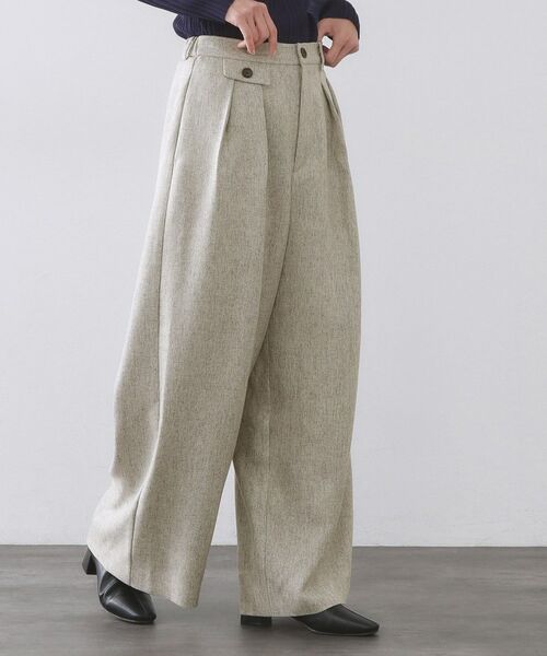 OPAQUE.CLIP / オペーク ドット クリップ パンツ | ヘリンボーンタックワイドパンツ【洗濯機OK】 | 詳細1