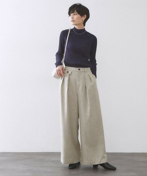 OPAQUE.CLIP / オペーク ドット クリップ パンツ | ヘリンボーンタックワイドパンツ【洗濯機OK】 | 詳細2