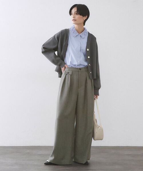 OPAQUE.CLIP / オペーク ドット クリップ パンツ | ヘリンボーンタックワイドパンツ【洗濯機OK】 | 詳細6