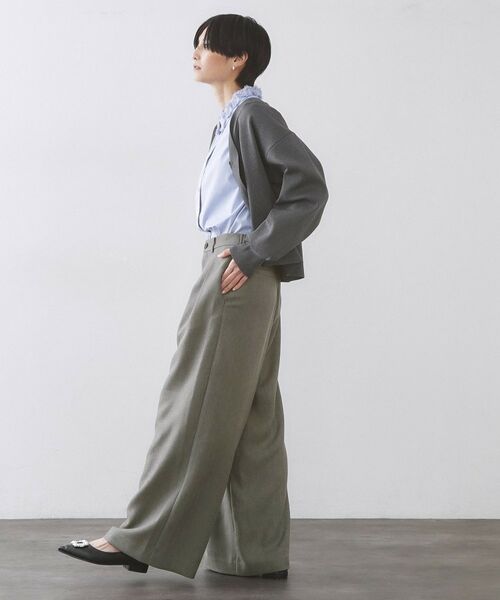 OPAQUE.CLIP / オペーク ドット クリップ パンツ | ヘリンボーンタックワイドパンツ【洗濯機OK】 | 詳細7