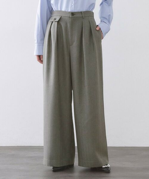 OPAQUE.CLIP / オペーク ドット クリップ パンツ | ヘリンボーンタックワイドパンツ【洗濯機OK】 | 詳細9