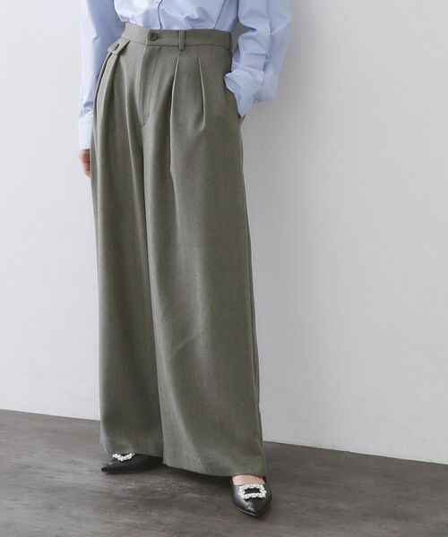 OPAQUE.CLIP / オペーク ドット クリップ パンツ | ヘリンボーンタックワイドパンツ【洗濯機OK】（チャコールグレー(414)）