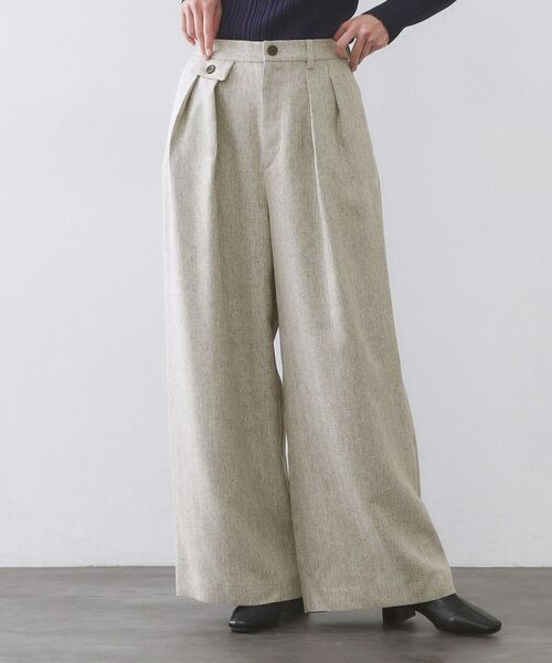 OPAQUE.CLIP / オペーク ドット クリップ パンツ | ヘリンボーンタックワイドパンツ【洗濯機OK】（ライトベージュ(451)）